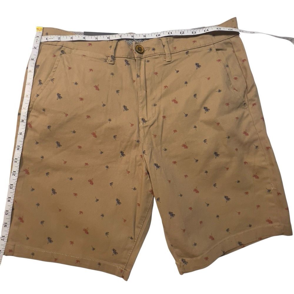 Jachs NY Dark Khaki Tree Print Twill Shorts Size 31 (33" Waist) Stretch Classic - Picture 3 of 7